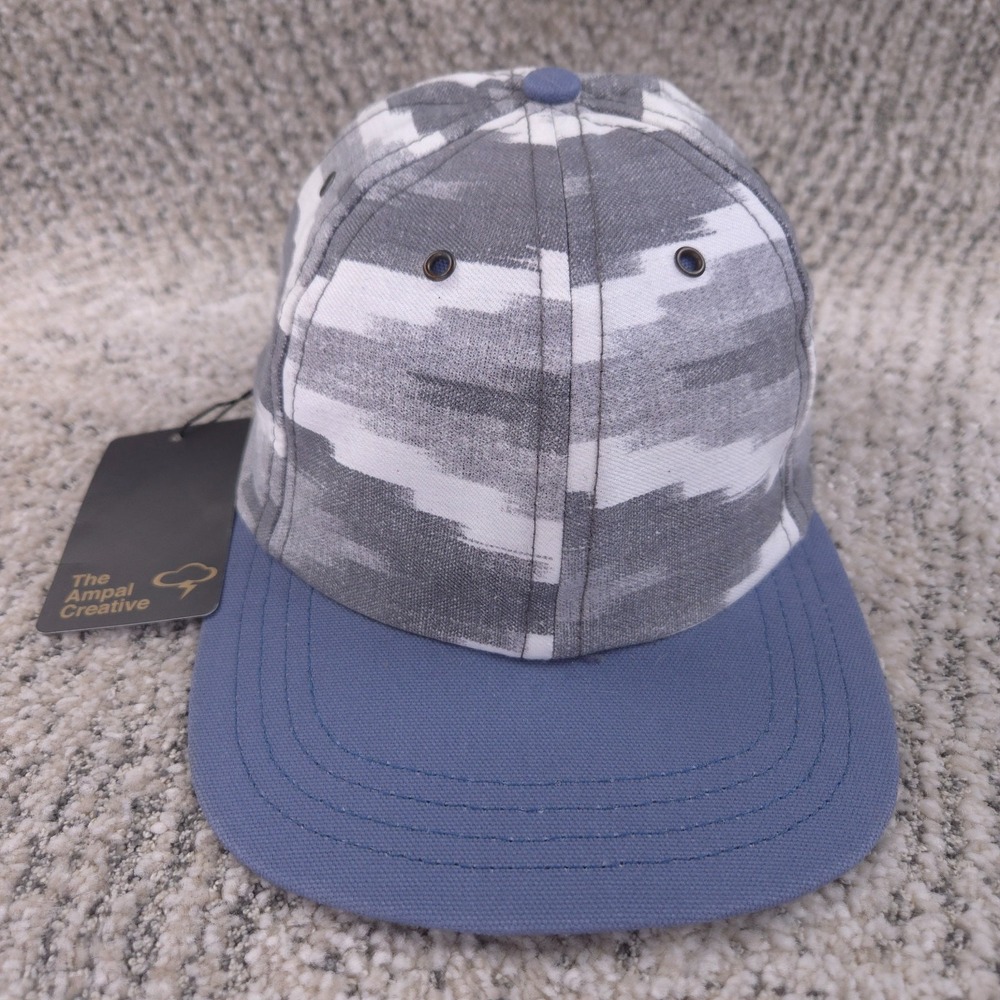 The Ampal Creative Hat 6 Panel Strapback La Paz Geometric Gray Blue White NWD